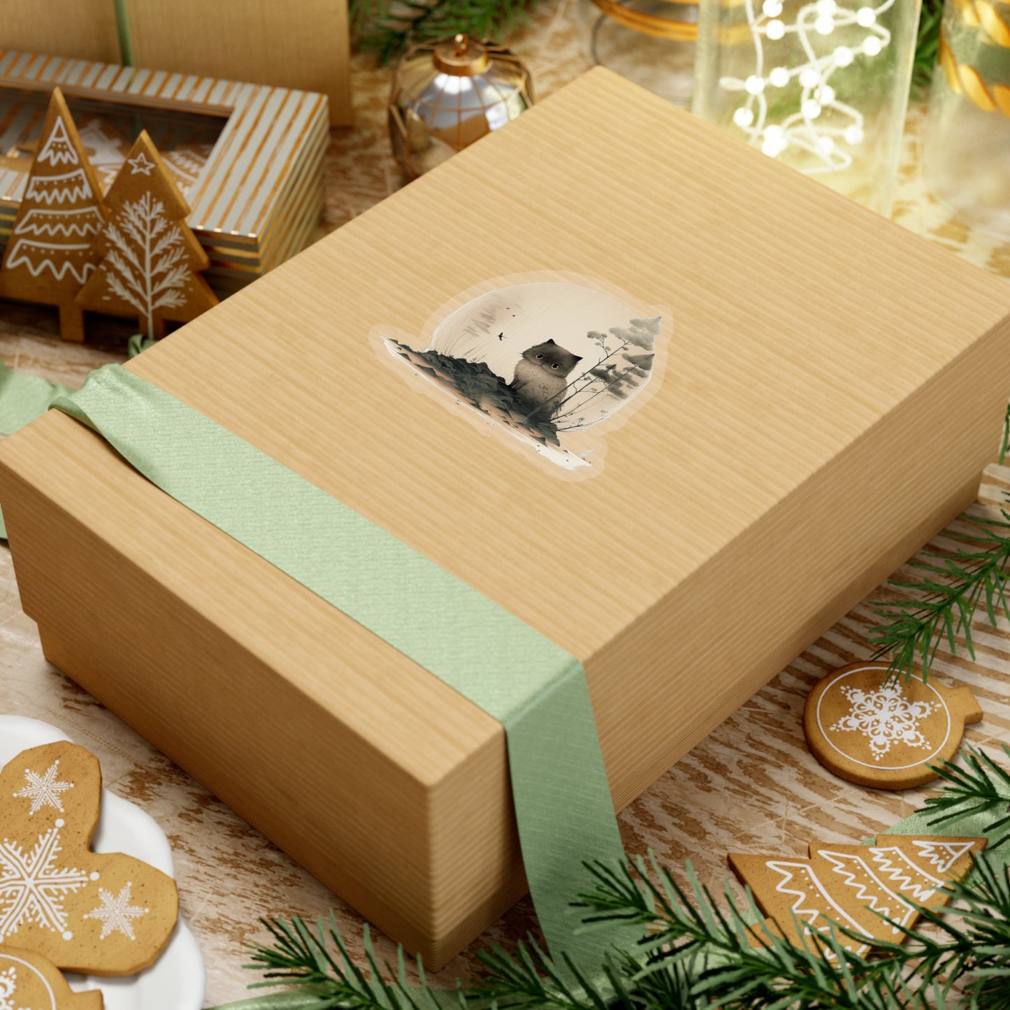 Cat in Forest Kiss-Cut Sticker - Nature's Whiskers