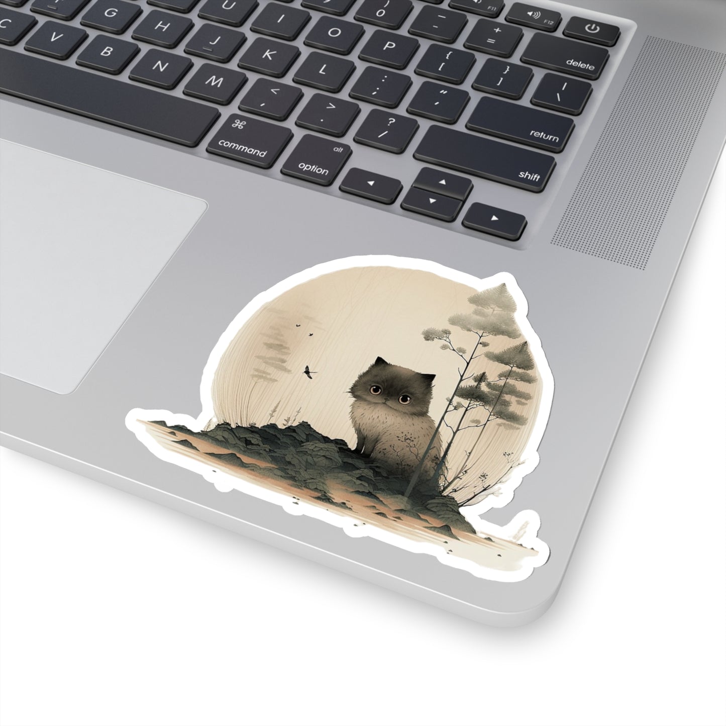 Cat in Forest Kiss-Cut Sticker - Nature's Whiskers