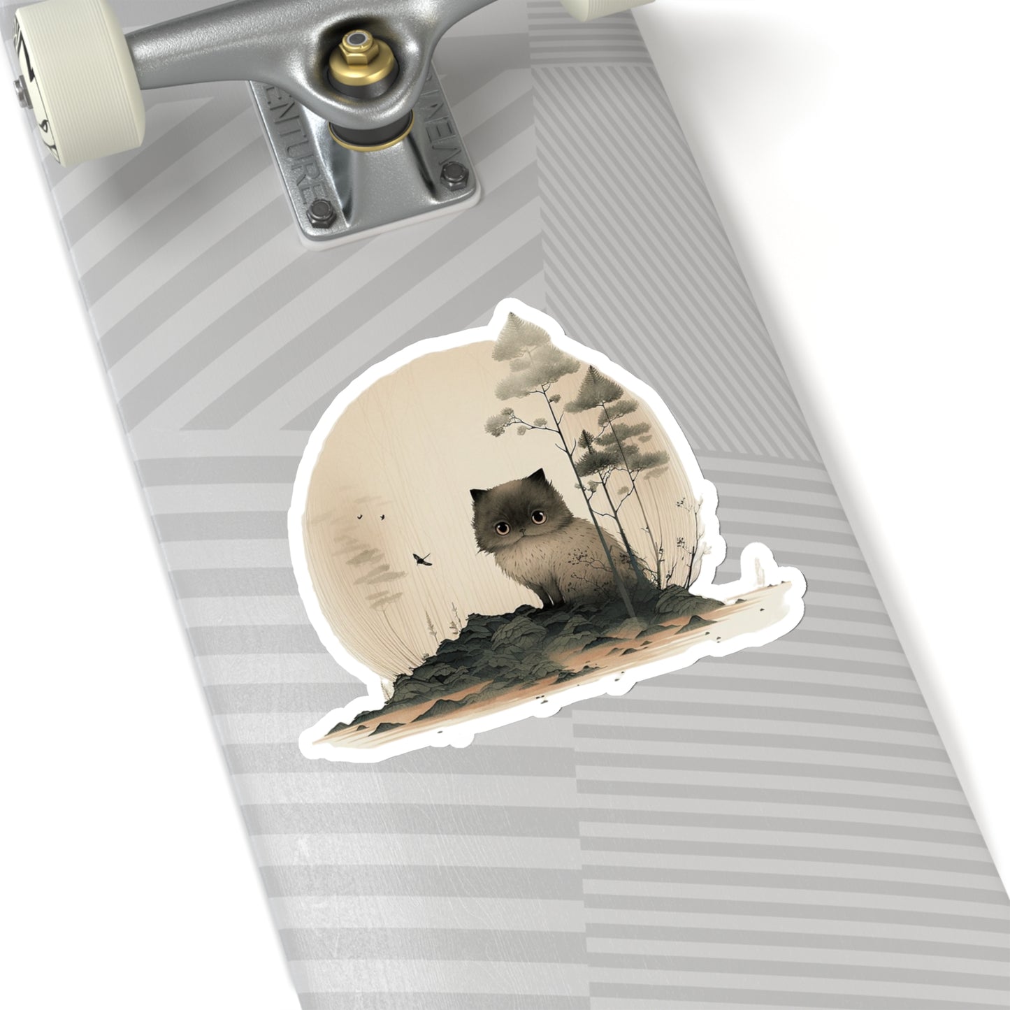 Cat in Forest Kiss-Cut Sticker - Nature's Whiskers